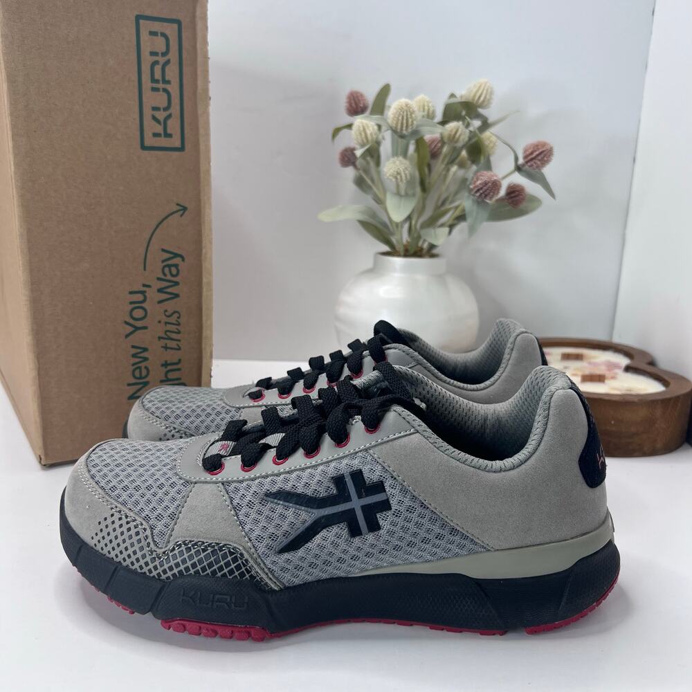 Kuru Quantum Walking Comfort Sneaker Tungsten/Cardinal/Black Men 8 Wide NWB